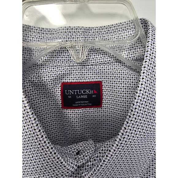 UNTUCKit Mens Boyden Button up Dress Shirt Size Large White Blue Style 40470 - Picture 3 of 5